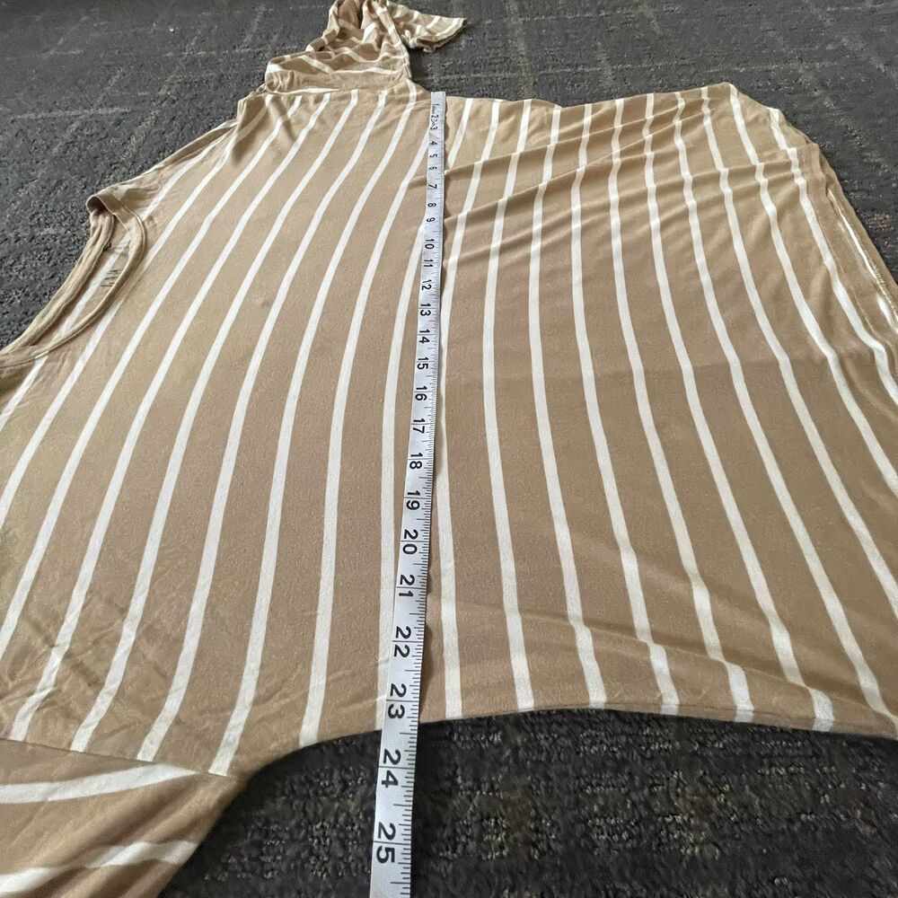 GAP Womens Tan White Striped Drop Shoulder Long Sleeve Crewneck Top Shirt L - Picture 7 of 8